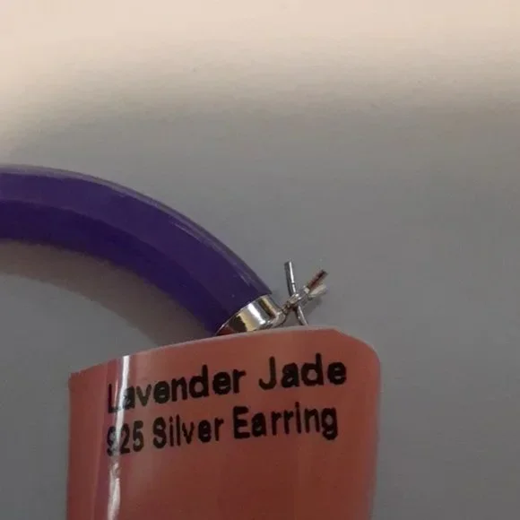 Lavender Jade Hoop Earrings with Sterling Silver Clasps
